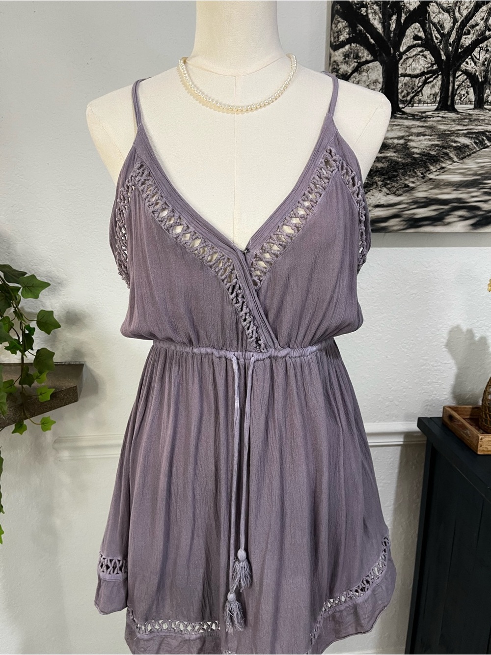 raya sun Lavender Grey Crochet-Trim Swim Coverup Dress - Picture 2 of 13
